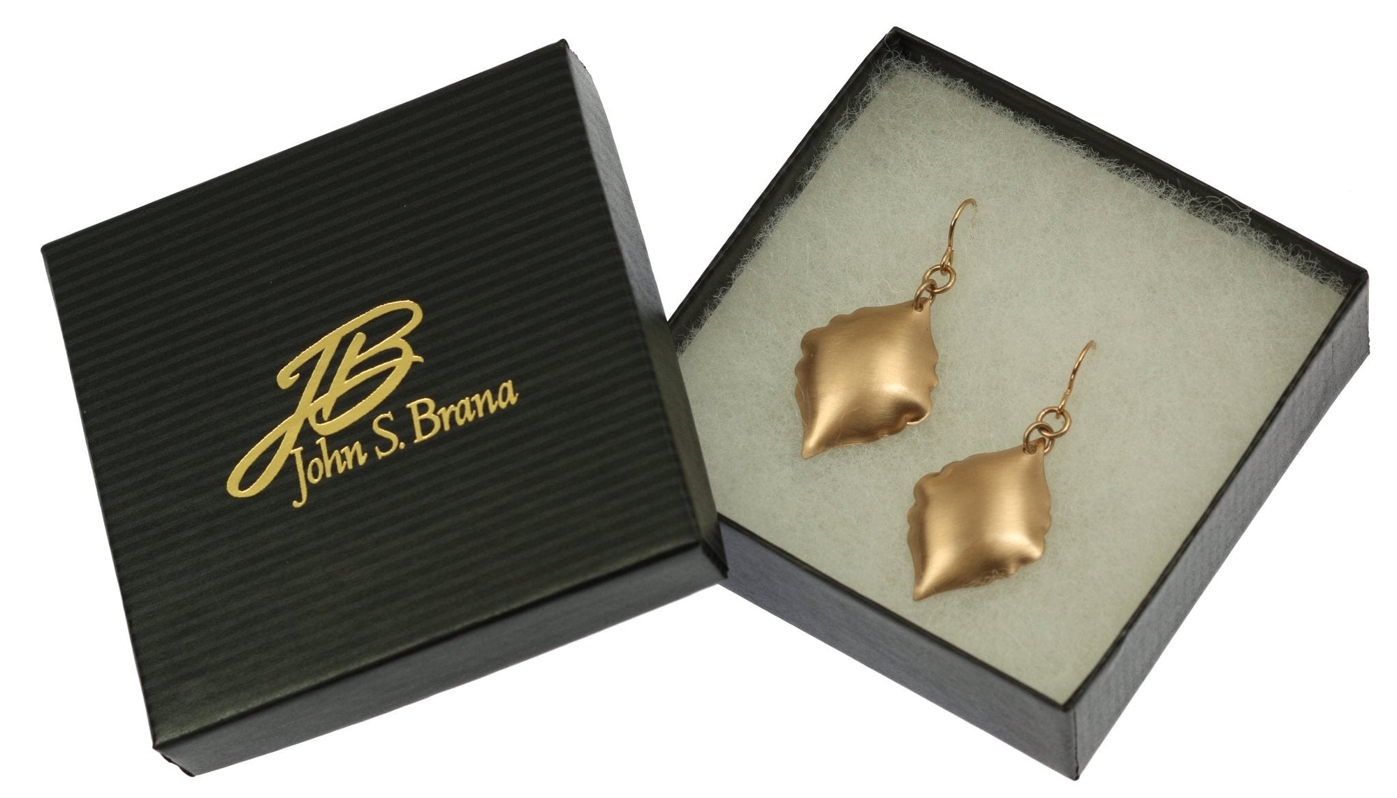 Brushed Bronze Moroccan Drop Earrings in Black Gift Box