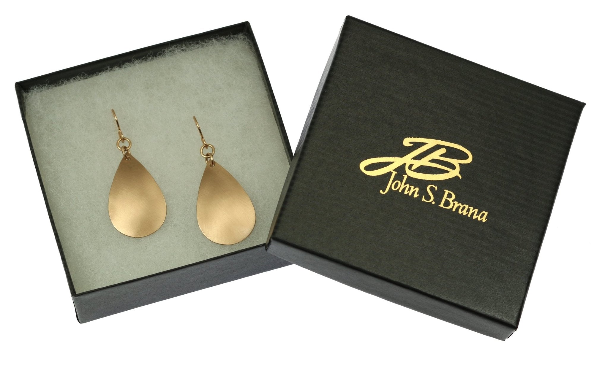 Gift Boxed Brushed Bronze Teardrop Earrings