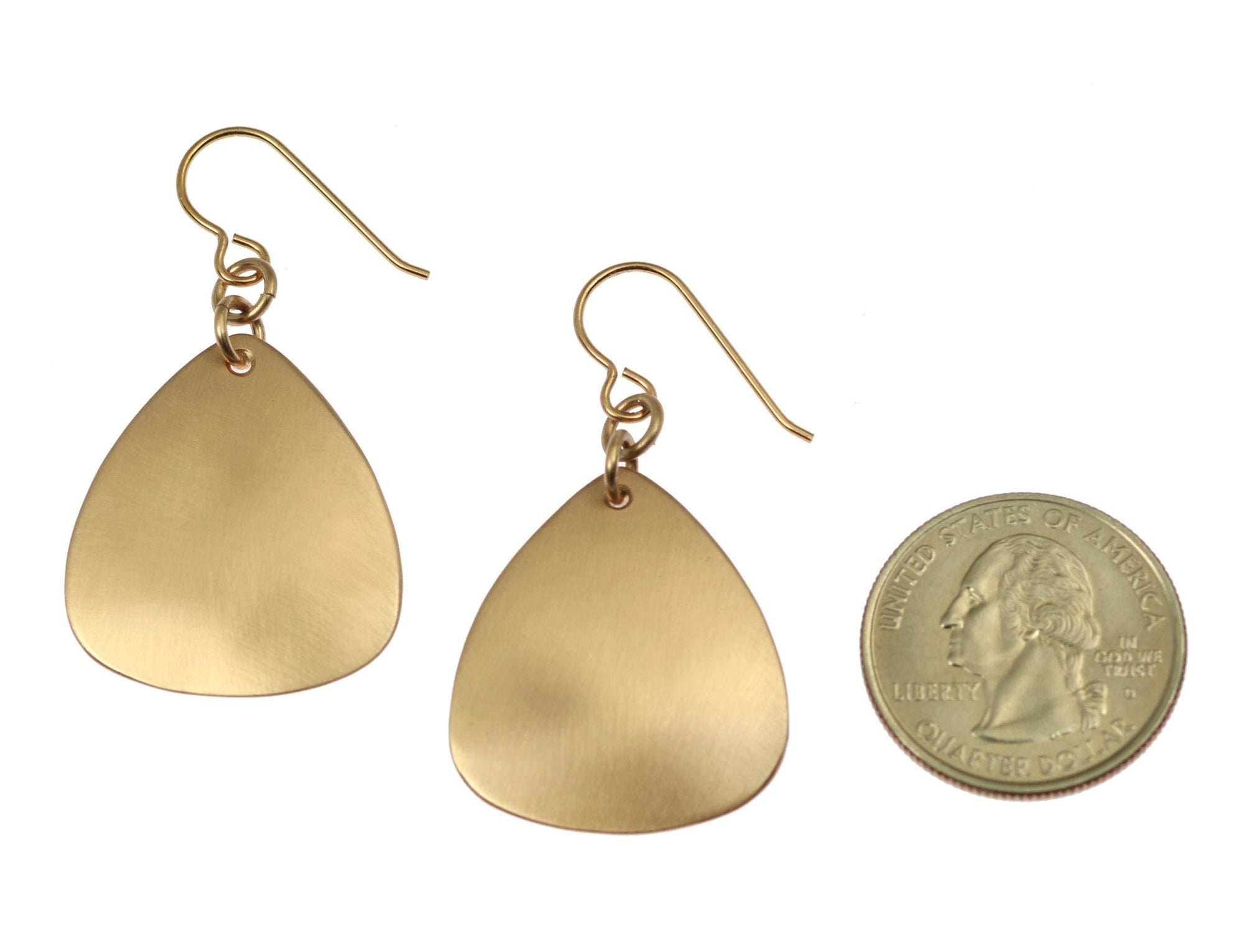 Size of Brushed Bronze Triangular Drop Earrings