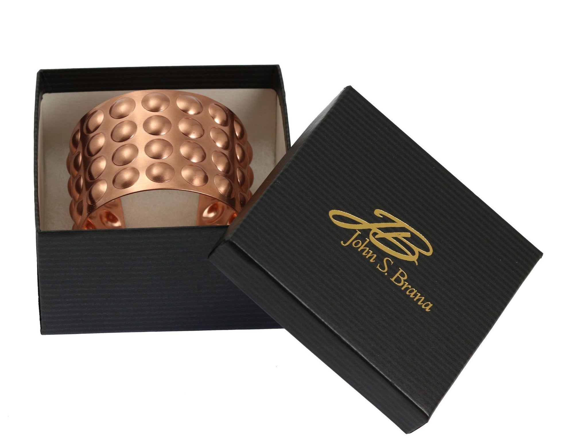 Brushed Copper Bubble Wrap Cuff Bracelet in Black Gift Box