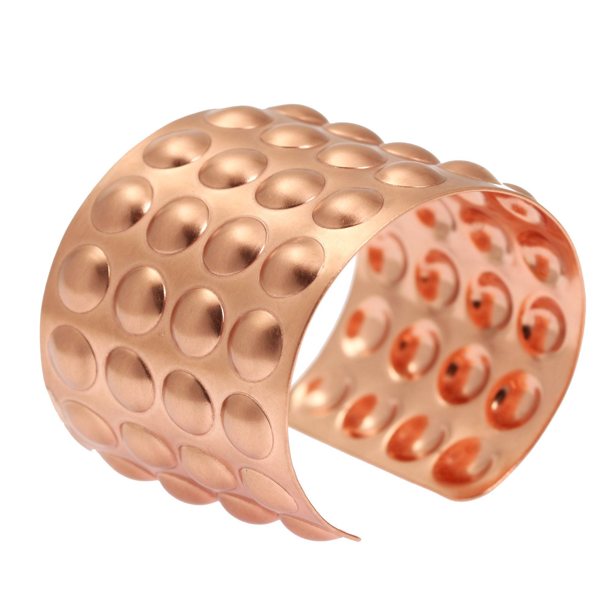 Brushed Copper Bubble Wrap Cuff Bracelet - Left Side View