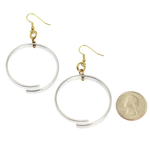 3 of 4: Size of Chased Aluminum Hoop Earrings compared to a US Quarter Coin