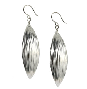 3 of 4: Detail View of Chased Aluminum Leaf Drop Earrings