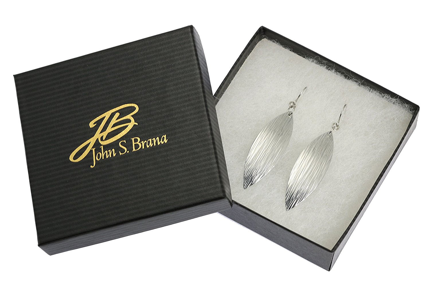Gift Boxed Chased Aluminum Leaf Drop Earrings