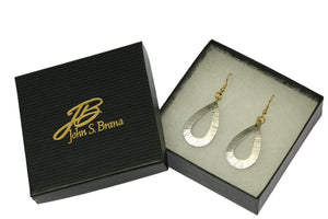 5 of 6: Chased Aluminum Open Teardrop Earrings in Black Gift Box
