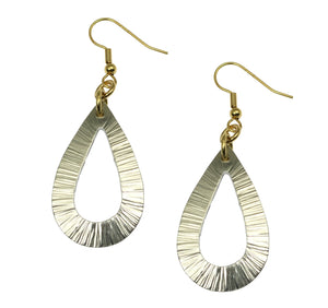 1 of 6: A Pair of Chased Aluminum Open Teardrop Earrings on a White Background