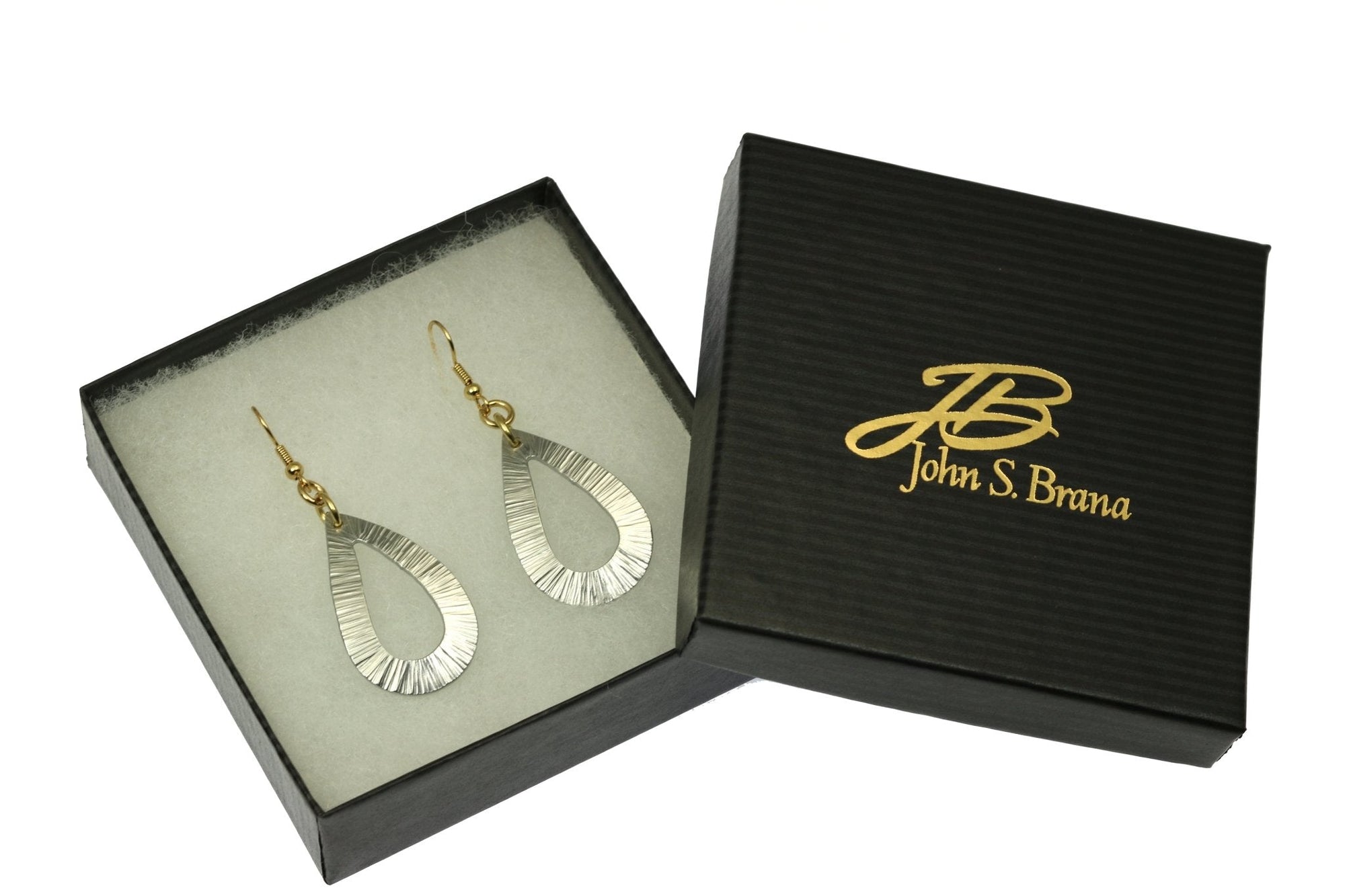 Gift Boxed Chased Aluminum Open Teardrop Earrings