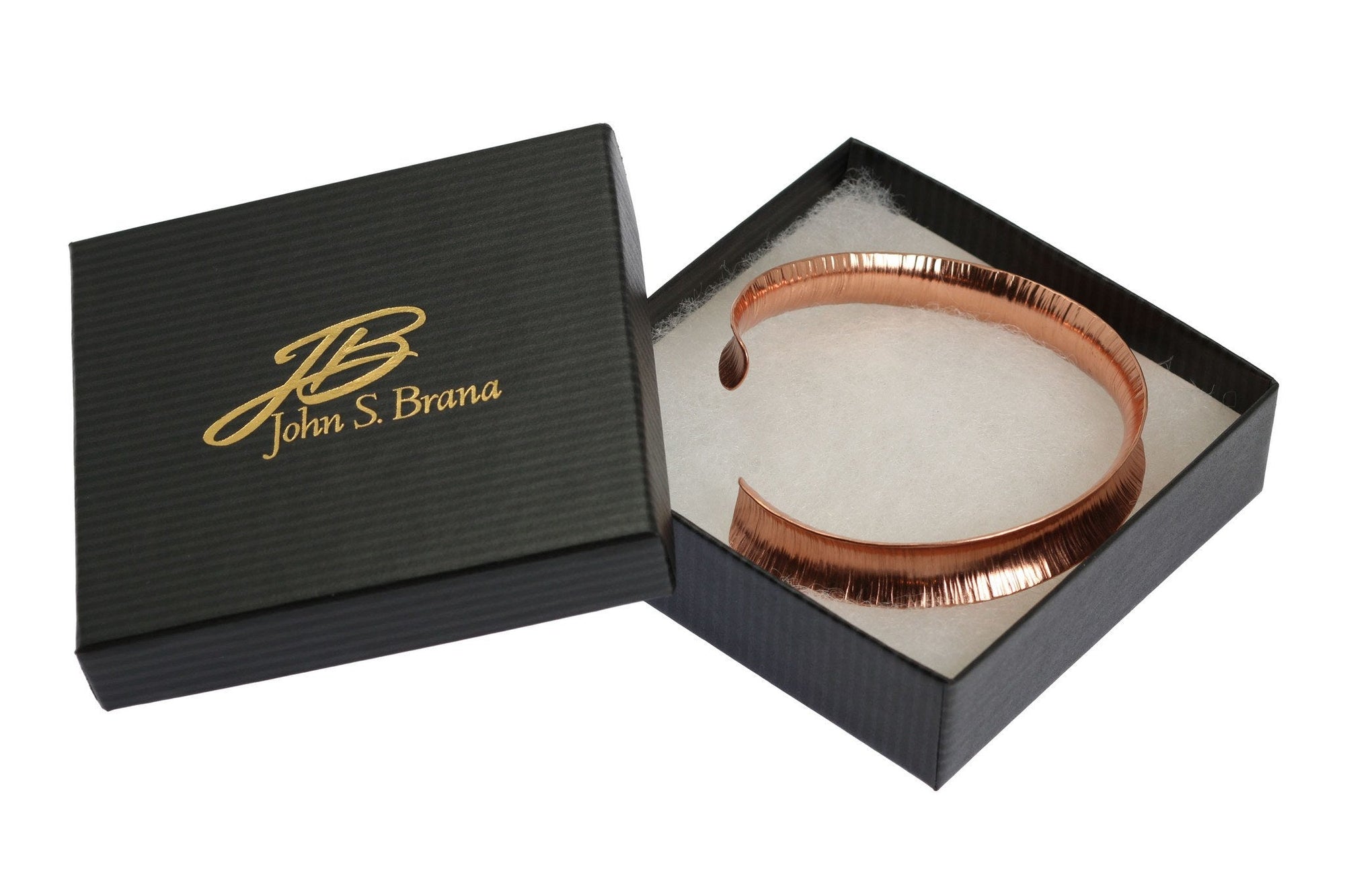 Chased Anticlastic Copper Bangle Bracelet in Black Gift Box