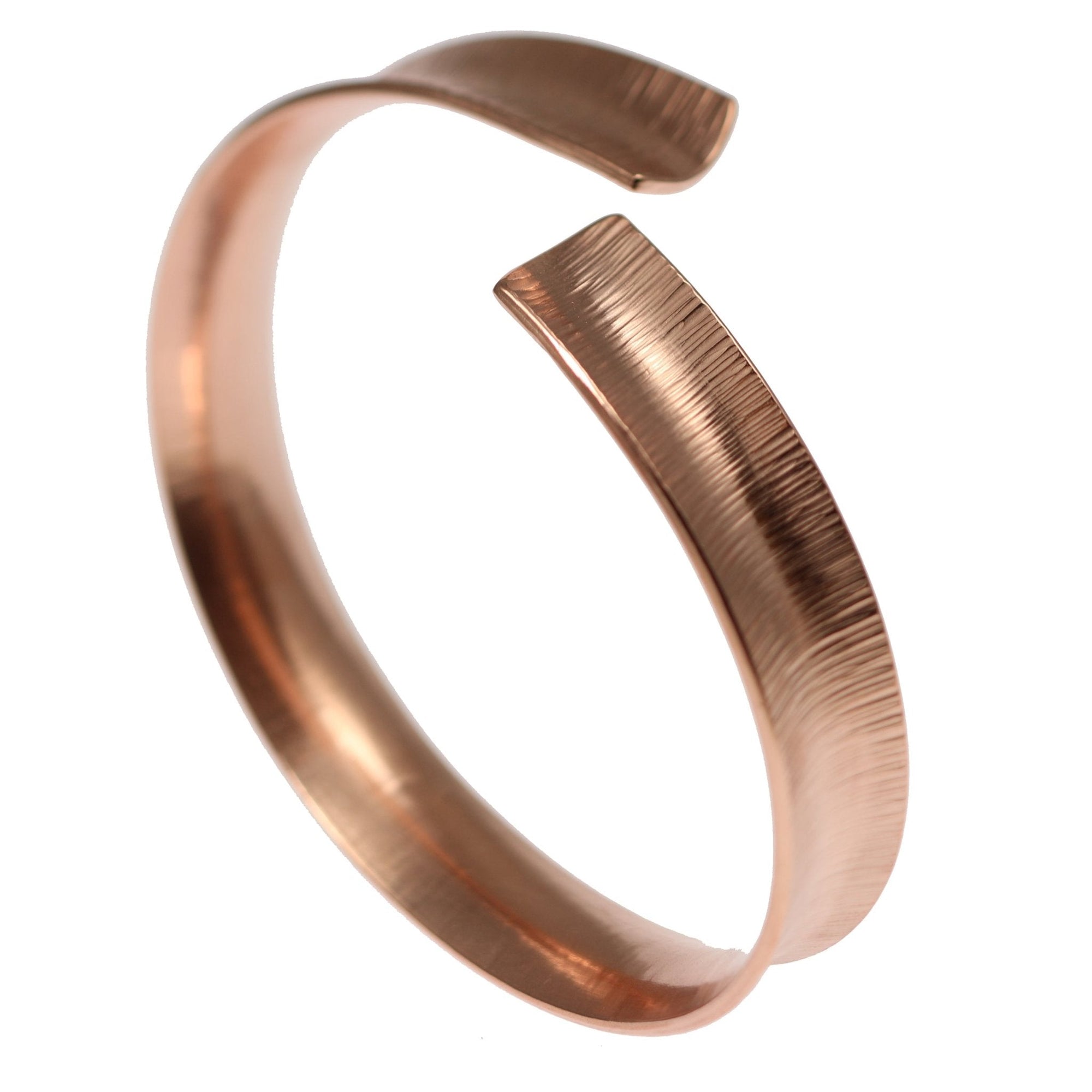Detailed View of Chased Copper Bangle Bracelet