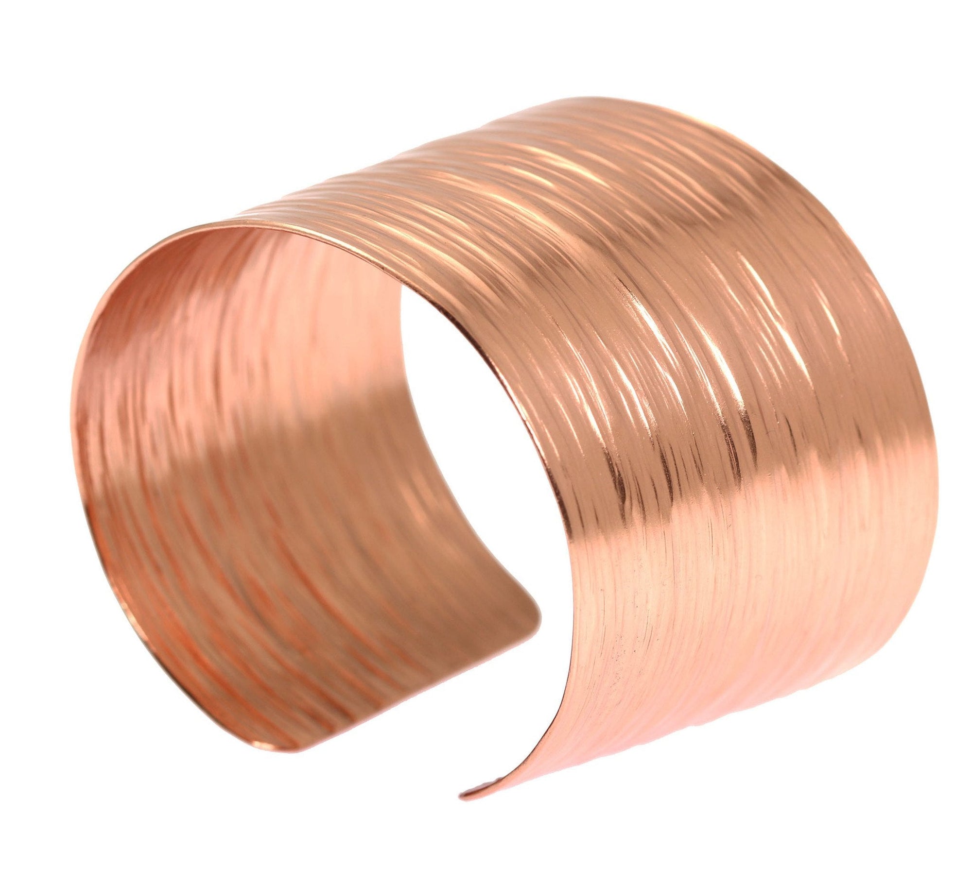 Detailed View of Chased Copper Bark Cuff Bracelet