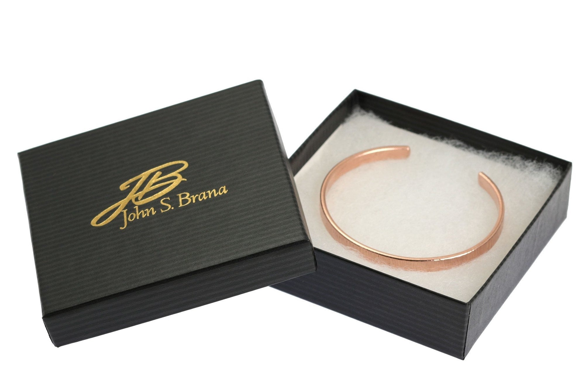 Chased Thin Copper Cuff Bracelet in Black Gift Box