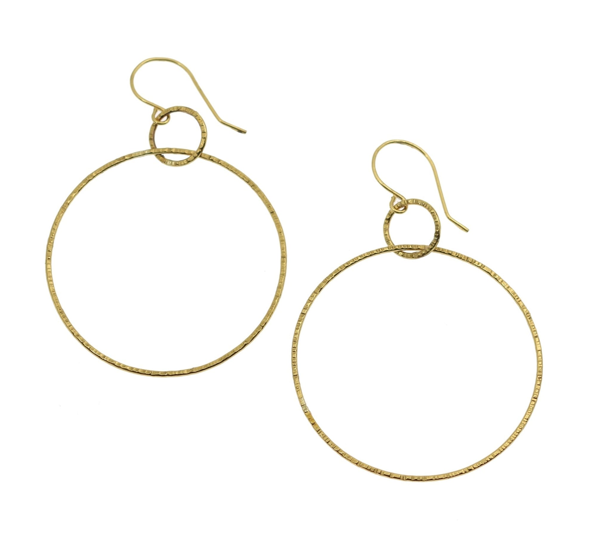 Chased Nu Gold Brass Hoop Earrings