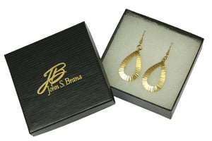 6 of 6: Chased Nu Gold Brass Open Teardrop Earrings in Gift Box