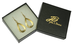 5 of 6: Gift Boxed Chased Nu Gold Brass Open Teardrop Earrings