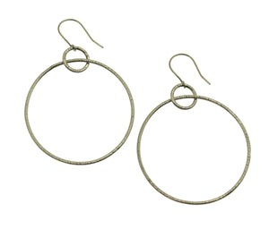 1 of 5: A Pair of Chased Stainless Steel Hoop Earrings on a White Background