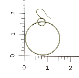 3 of 5: Scale of Chased Stainless Steel Hoop Earrings on a Ruler for Size Dimensions