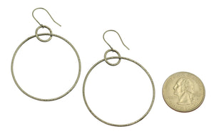 2 of 5: Size of Chased Stainless Steel Hoop Earrings compared to a US Quarter Coin