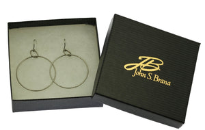 5 of 5: Chased Stainless Steel Hoop Earrings in Black Gift Box