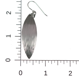 3 of 5: Scale of Chased Stainless Steel Leaf Drop Earrings