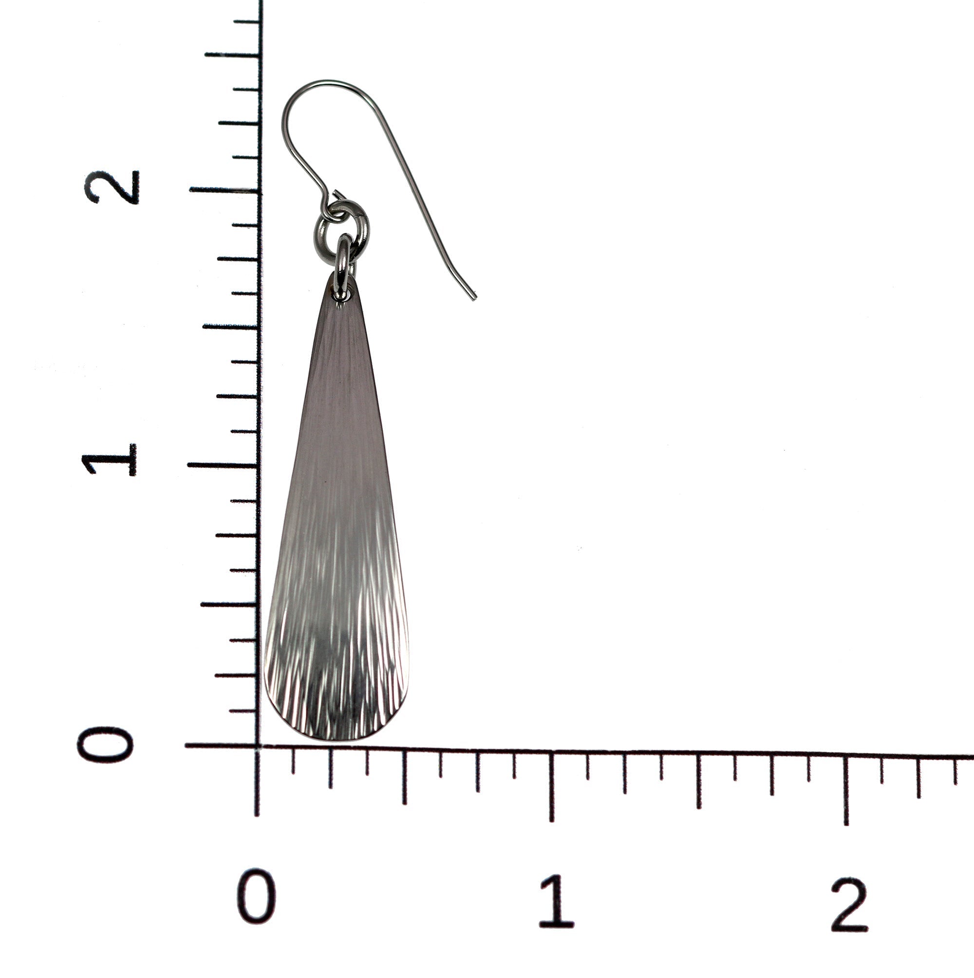Scale of Chased Stainless Steel Long Teardrop Earrings