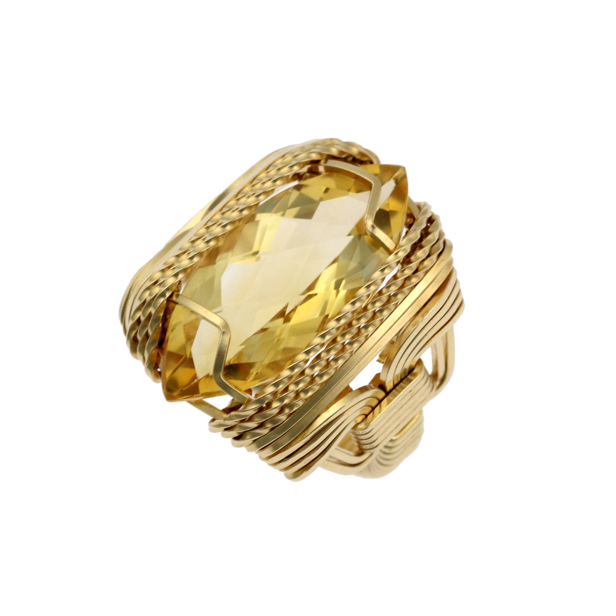 Detail View of Citrine 14K Gold-filled Cocktail Ring