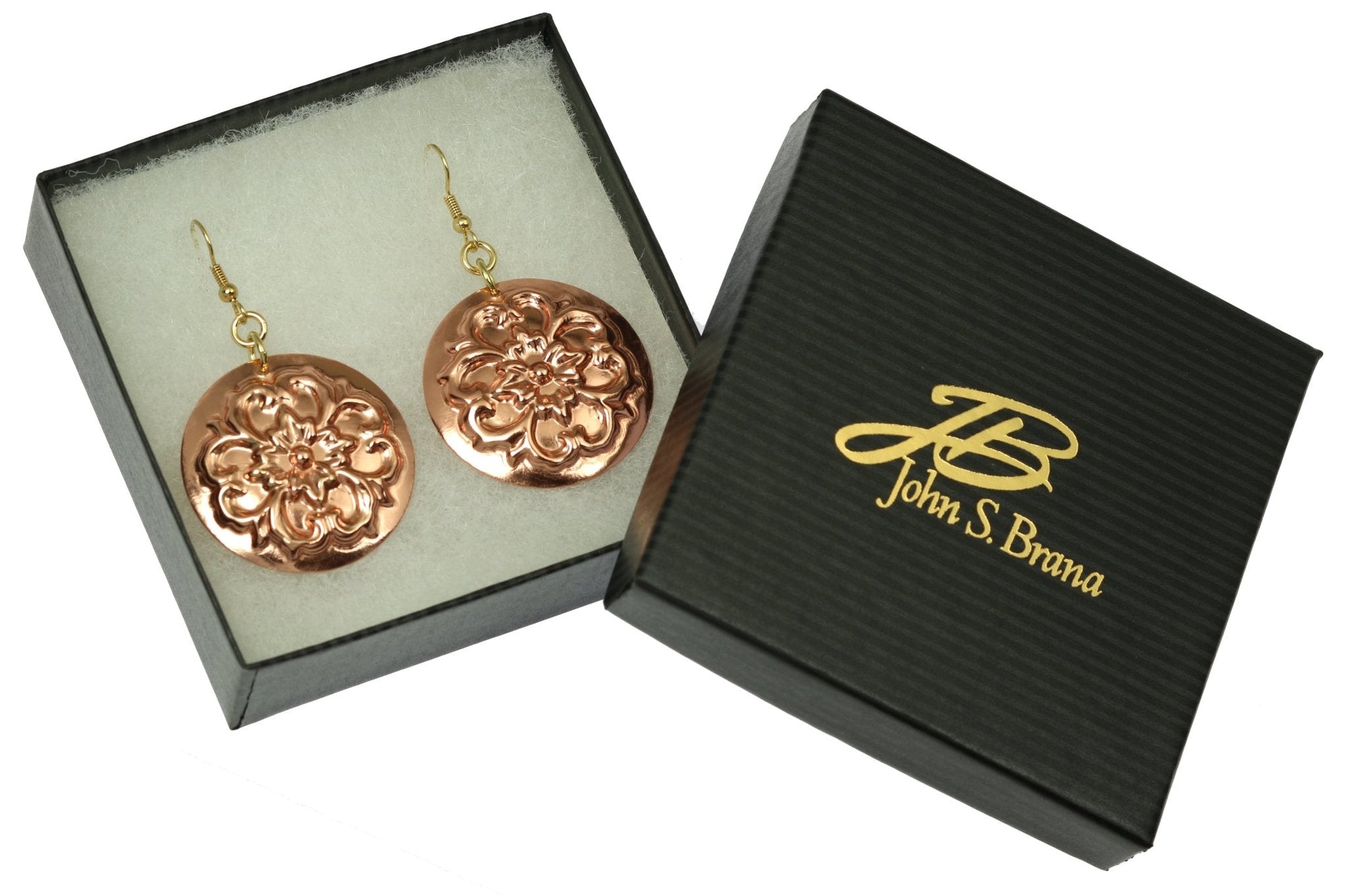 Gift Boxed Copper Forget Me Not Disc Earrings