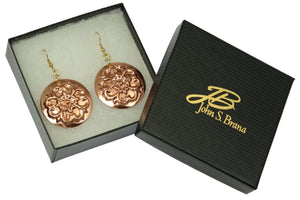 5 of 6: Gift Boxed Copper Forget Me Not Disc Earrings