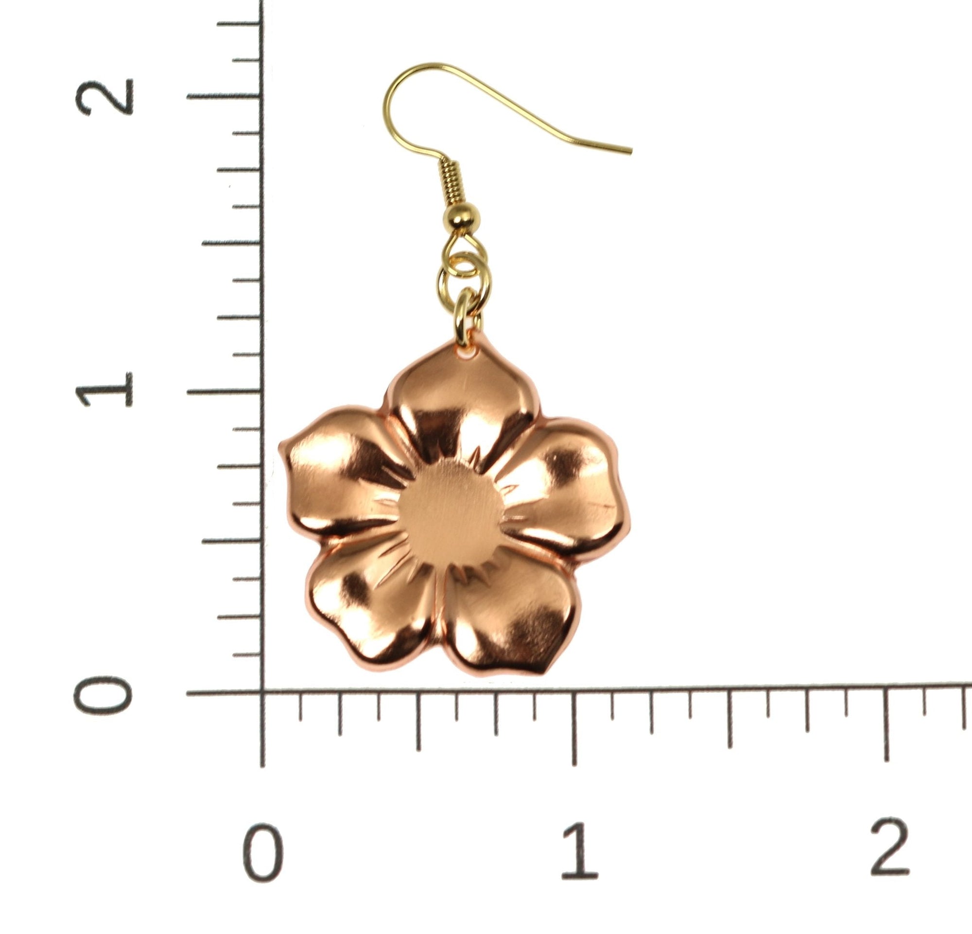 Scale of Copper Forget Me Not Flower Earrings