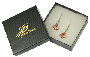 6 of 6: Copper Honey Bee Drop Earrings With Amazonite in Gift Box