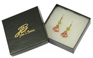 6 of 6: Copper Honey Bee Drop Earrings With Serpentine in Gift Box