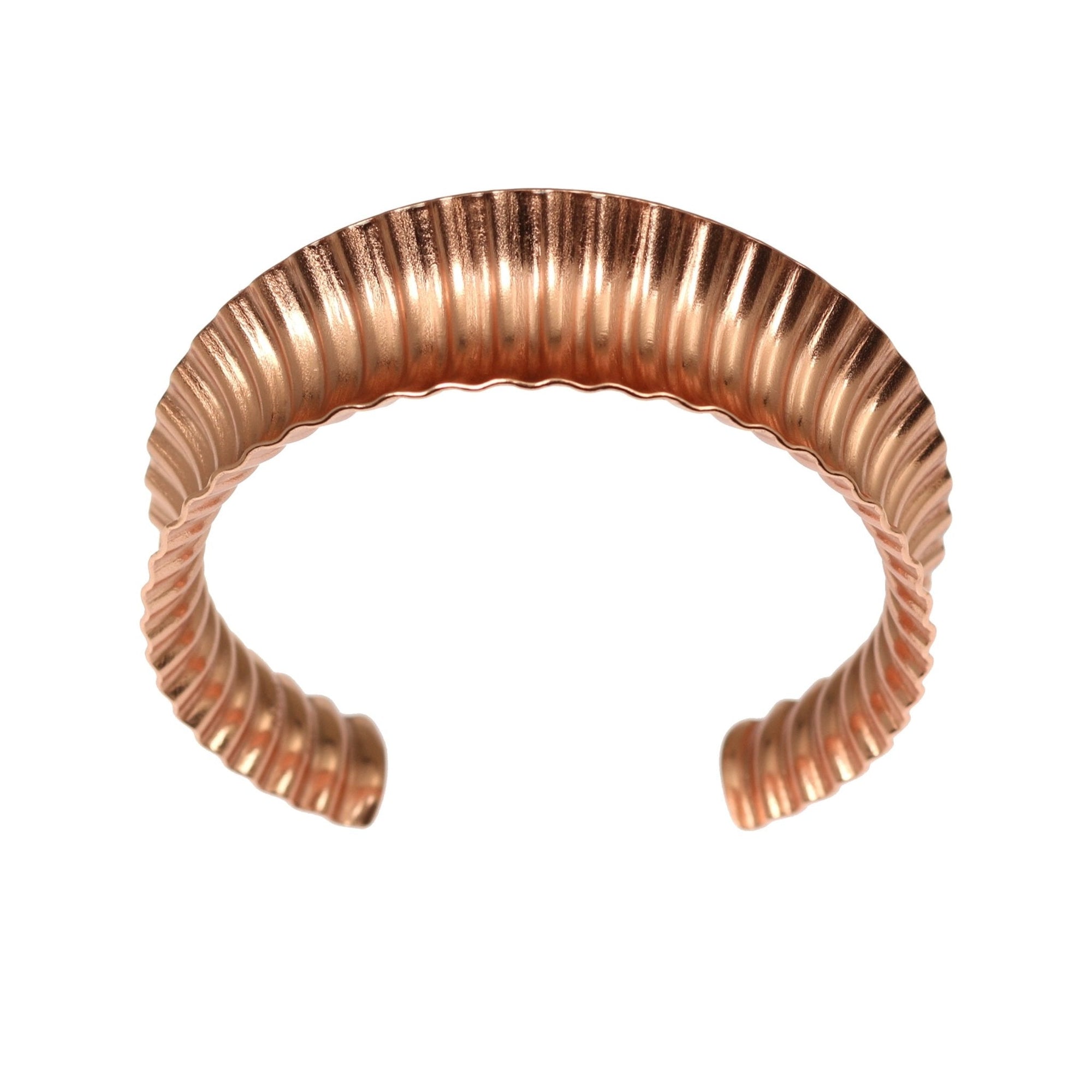 Detail View of Corrugated Copper Anticlastic Tapered Cuff