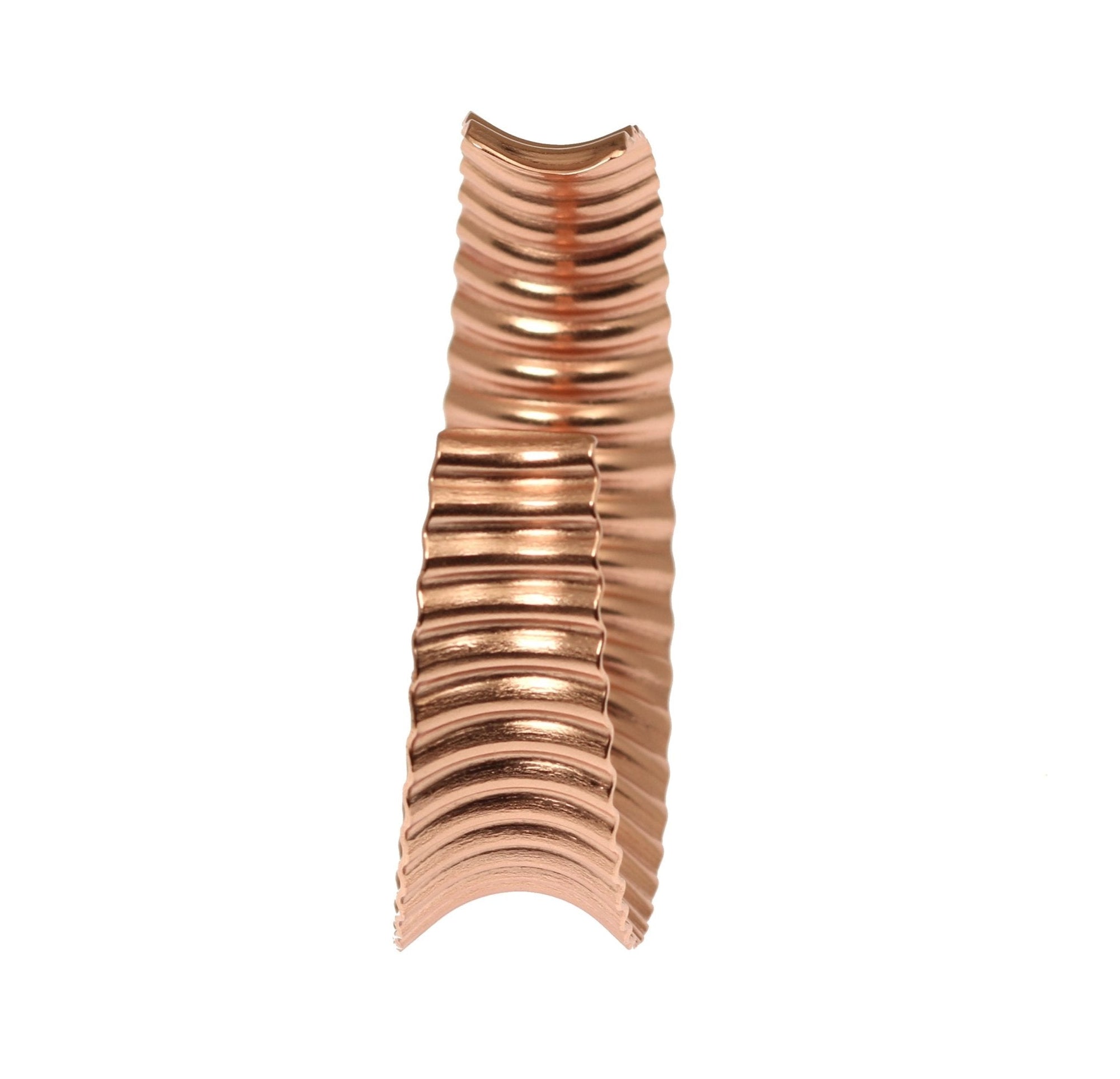 Side View of Corrugated Copper Anticlastic Tapered Cuff