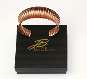 9 of 9: Cuffs - Corrugated Copper Anticlastic Tapered Handmade Cuff