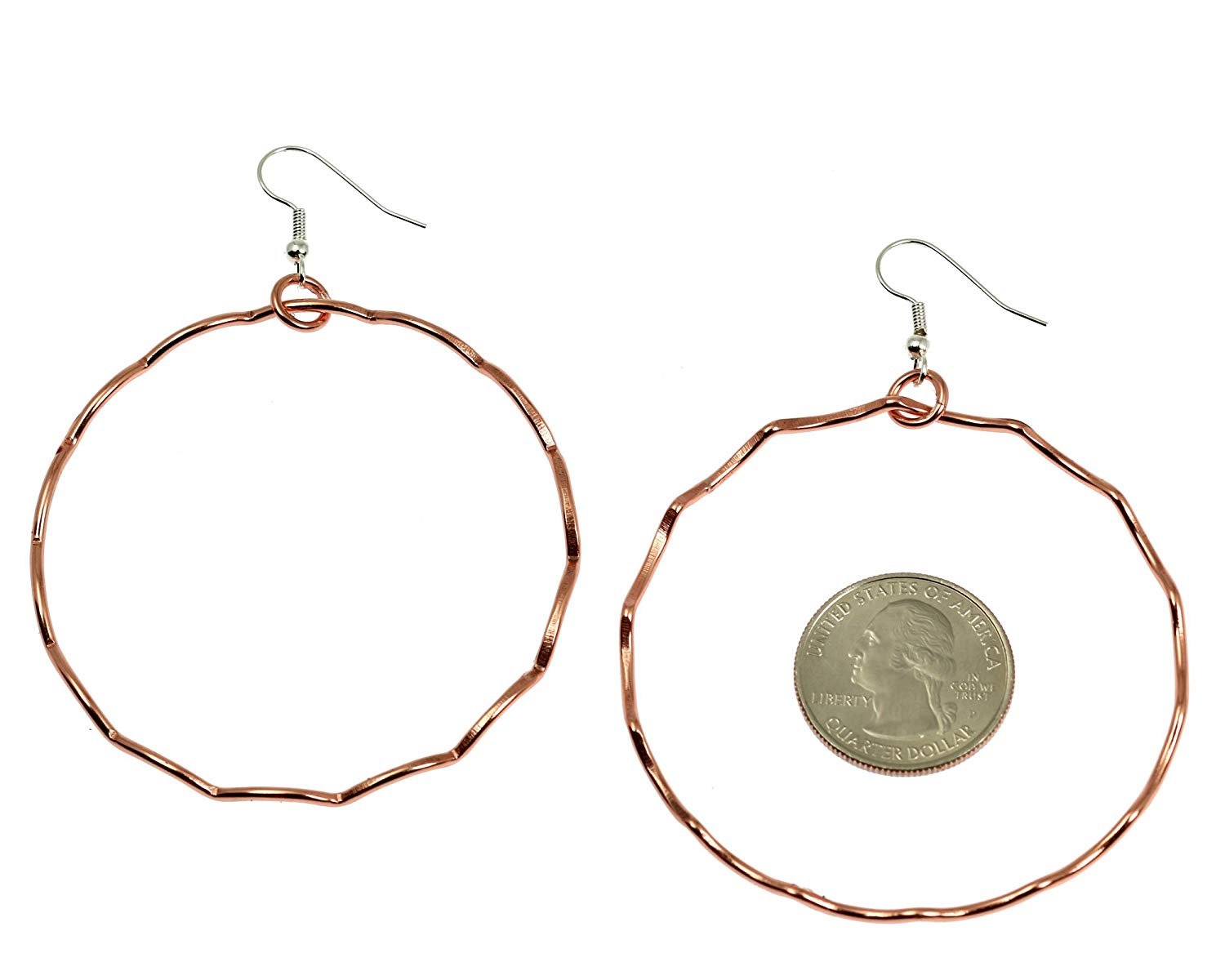 BUY Copper Hoop Earrings Corrugated Design John S Brana