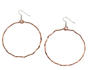 3 of 8: Detail View Corrugated Copper Hoop Earrings