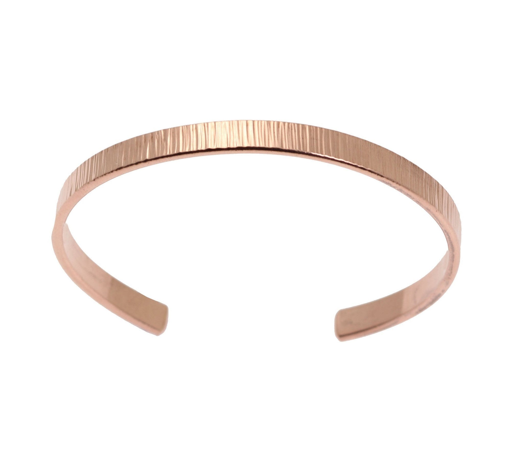 Men's Thin Chased Copper Cuff Bracelet Opening
