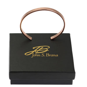 7 of 7: Men's Thin Chased Copper Cuff Bracelet in Gift Box