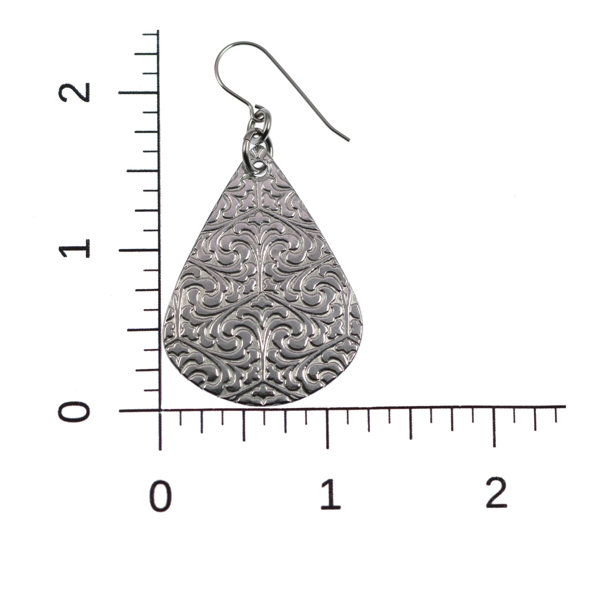 Scale of Damask Embossed Aluminum Teardrop Earrings