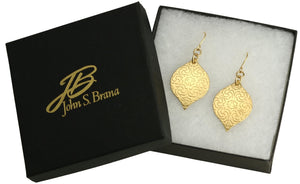 5 of 6: Gift Boxed Damask Embossed Brass Nu Gold Marrakesh Earrings