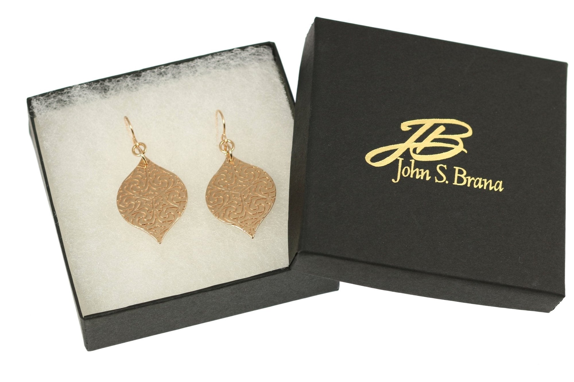 Damask Embossed Bronze Marrakesh  Drop Earrings in Gift Box