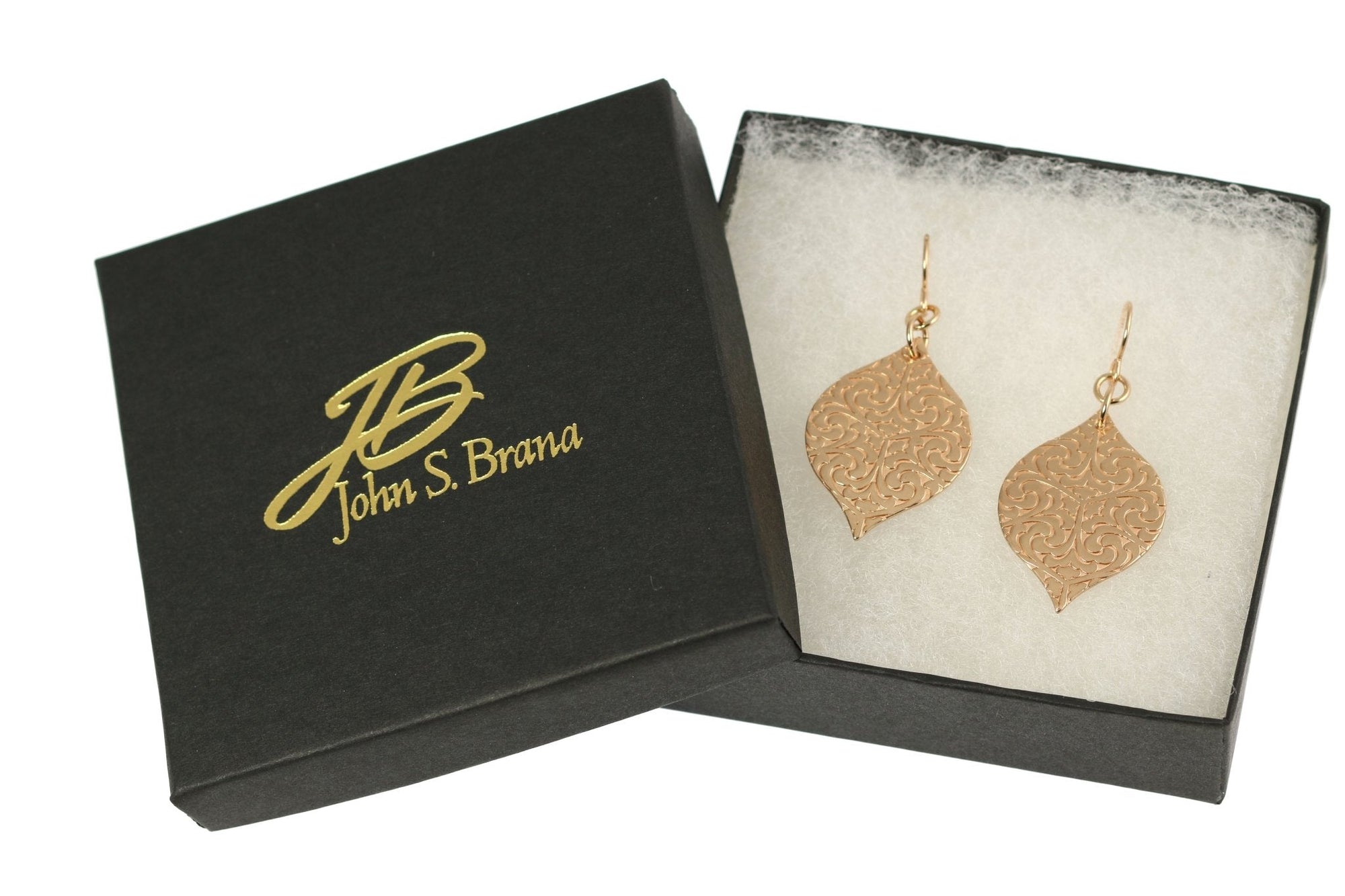 Gift Boxed Damask Embossed Bronze Marrakesh  Drop Earrings