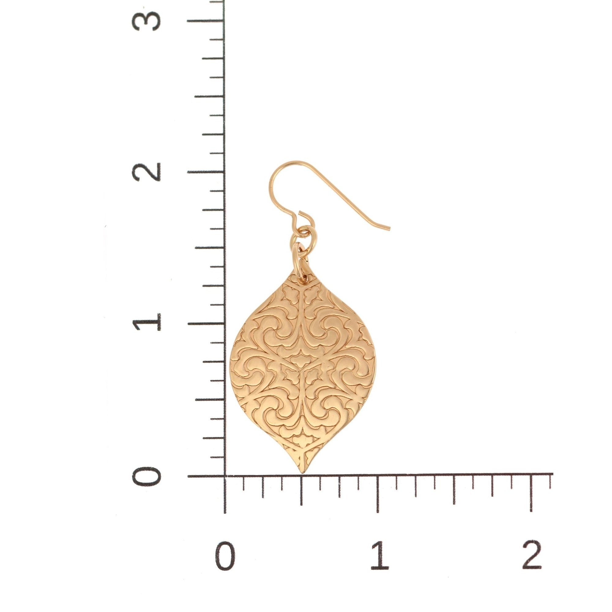 Scale of Damask Embossed Bronze Marrakesh  Drop Earrings