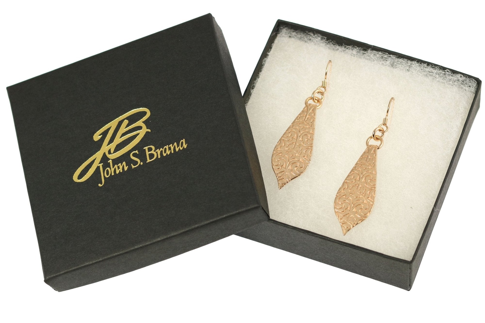 Gift Boxed Damask Embossed Bronze Marrakesh Drop Earrings