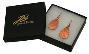 5 of 6: Gift Boxed Damask Embossed Copper Teardrop Earrings