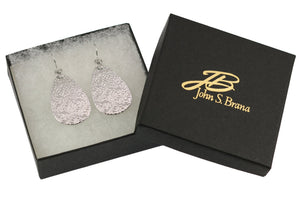 7 of 8: Damask Embossed Large Aluminum Teardrop Earrings in Black Gift Box
