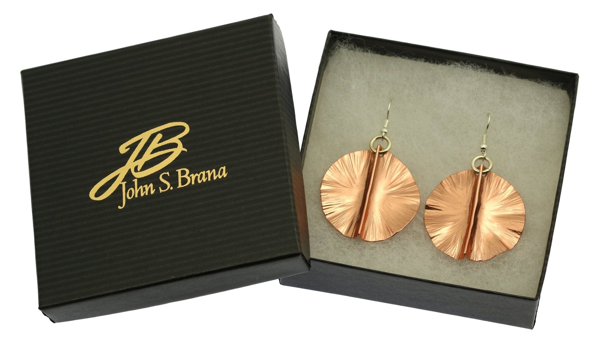 Fold Formed Copper Lily Pad Earrings in Gift Box