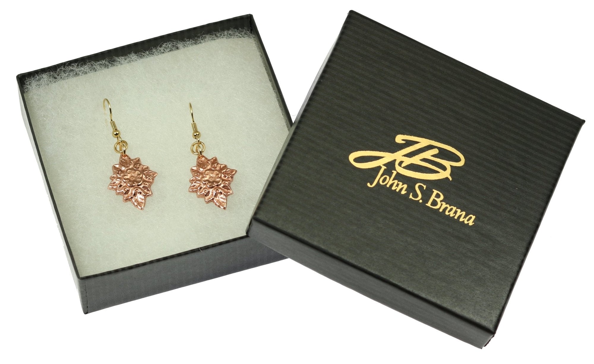 Gift Boxed French Bouquet Copper Drop Earrings