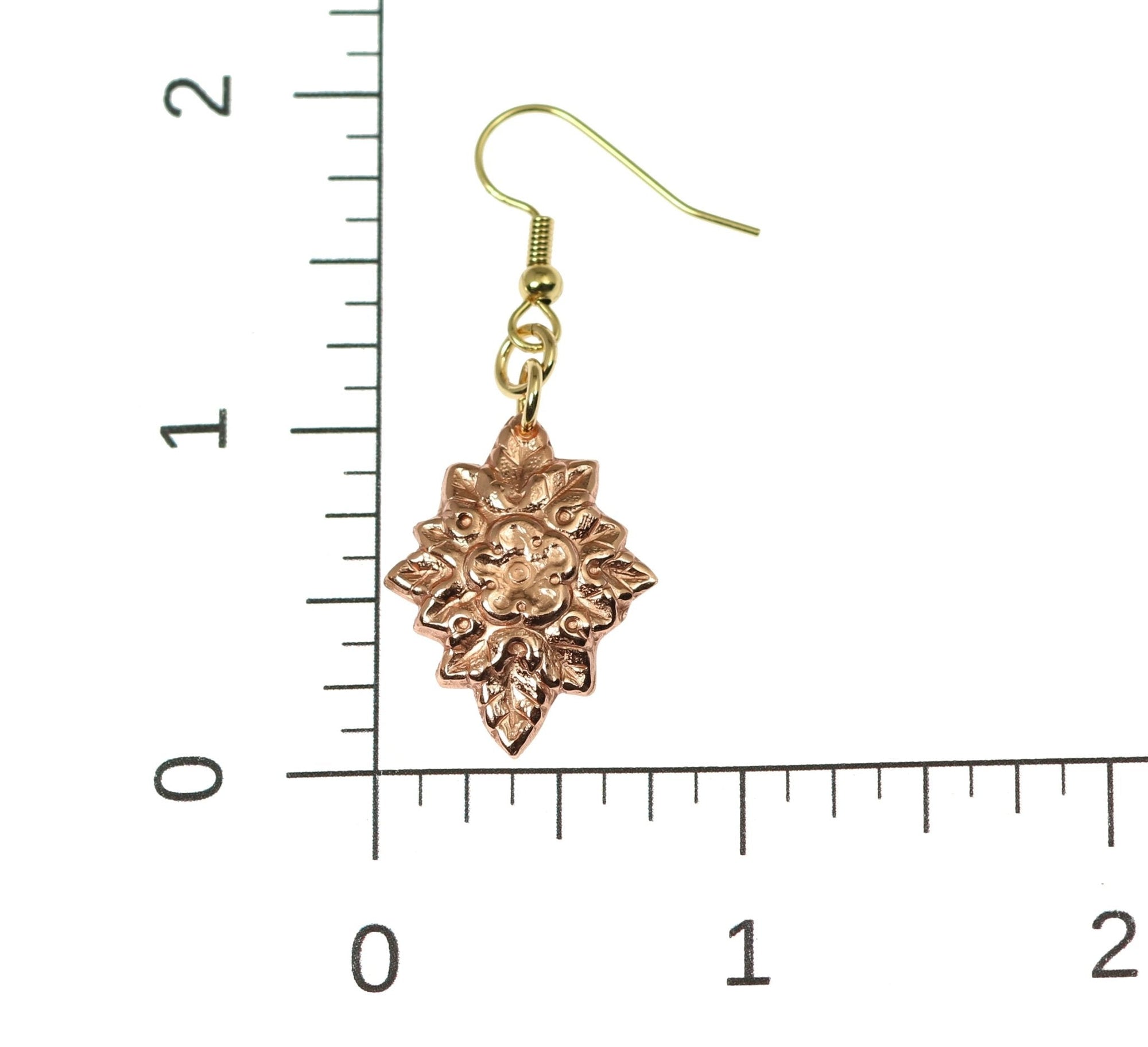 Scale of French Bouquet Copper Drop Earrings