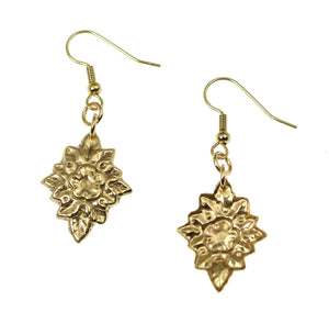 3 of 6: Front and Back Views of French Bouquet Nu Gold Drop Earrings