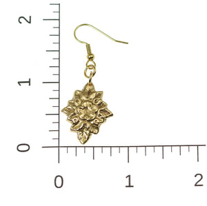 4 of 6: Earrings - French Bouquet Nu Gold Drop Earrings on Ruler for Size Dimensions